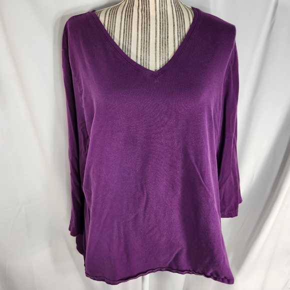 Mossimo Supply Co. Tops - Mossimo Purple V Neck 3/4 Sleeve Pullover Top Size 16W/18W